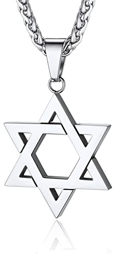 ChainsHouse Estrella David Colgante Salomon Personalizable, Cadena con Estrellas de Seis Puntas Tono Plata