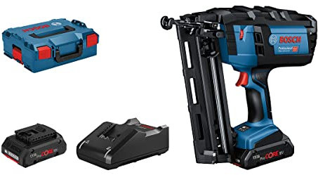 Bosch Professional 18V System cloueur sans-fil GNH 18V-64 M (de clous maxi 1.6 mm, longueur de clous 64 mm, 2 batteries ProCORE18V 4.0Ah, chargeur GAL 18V-40, dans L-BOXX 136)