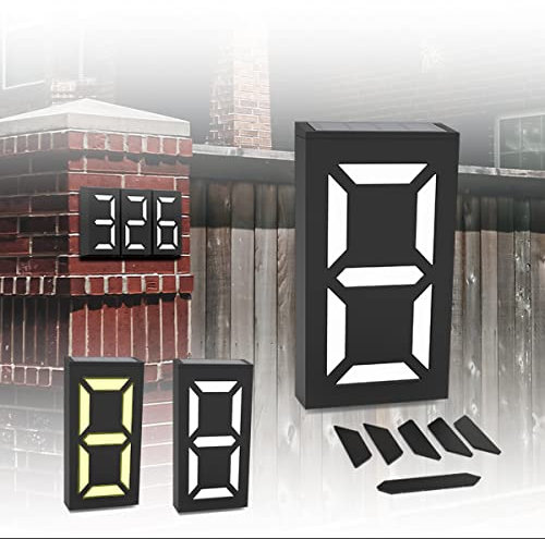 TOTHDATE Solar Hausnummer Beleuchtung, LED Hausnummernschild Beleuchtete Adresse Plaketten, IPX55 Wasserdicht, Zweifarbiges Licht & 8 Beleuchtungsmodi für DIY Hausnummern Adresse Plakette Zeichen