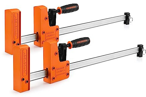 JORGENSEN 2-Piezas Sargento de Barra de 600 mm, Abrazadera de Barra, Juego de Sargentos Paralelos, Fuerza de Sujeción de 680 kg, para Carpintería, Madera, Bricolaje