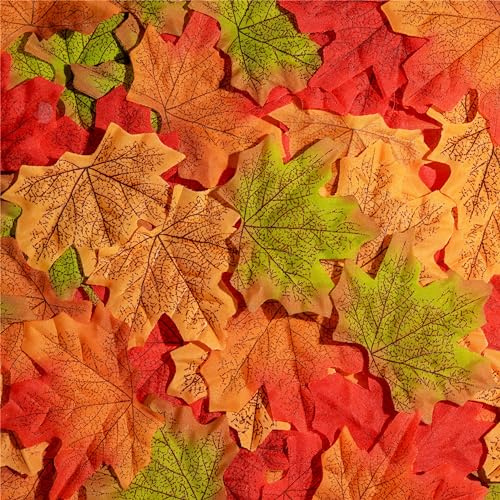 SITUMEIZI Fall Leaves Fake Fall Decorations for Home Autumn Fall Decor Maple Leaf 3.15inch for Halloween Thanksgiving Day Wedding Events Party Crafts Props Holiday(200 PCS,Assorted Colors)