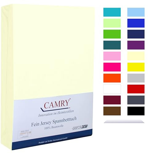 Camry Spannbettlaken Topper 140x200cm - 160x200cm Creme Baumwolle Bettlaken Jersey Spannbetttuch Oeko-Tex 100