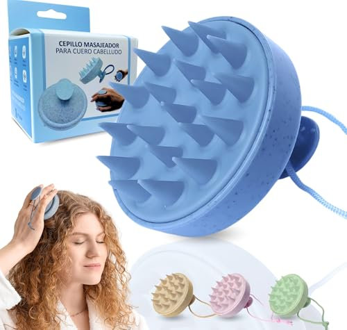 ETISEN, Massaggiatore cuoio capelluto, shampoo a secco, spazzola capelli ricci e lisci, massaggiatore testa per stimolare la crescita del cuoio capelluto (Blu)
