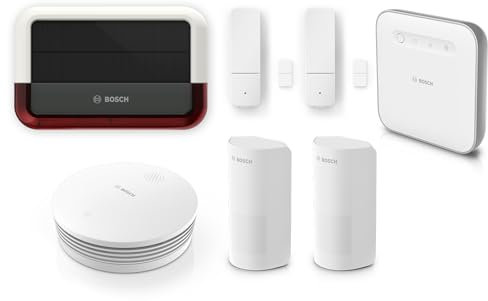 Bosch Smart Home Sistema di Allarme senza fili, pronto da installare, protezione in caso di incendio ed effrazione, Senza vincoli di lunga durata, compatibile con Alexa e Google Home, Wireless