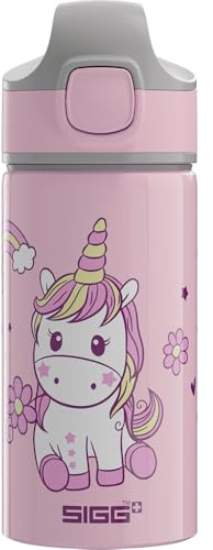 SIGG - Aluminium Children's Drinking Bottle - Miracle Happy Unicorn - With Straw - Leak-Proof - Light as a Feather - BPA-Free - Climate Neutral Certified - School & Sports - Pink with Unicorn - 0.4 L
