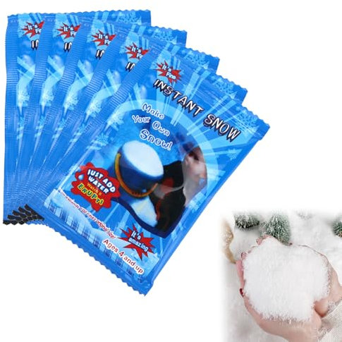 Neve Artificiale in Polvere Neve Finta per Decorazione Neve Decorativa per Fai da Te,Neve Artificiale Istantanea Neve Magica per Decorazioni Natalizie (M, Pezzi, 5)