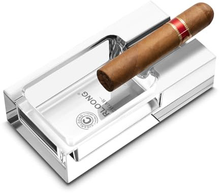 CIGARLOONG Cigar Ashtray Glass for Outdoors Patio Home Office Use,Gift for Men (Transparent)