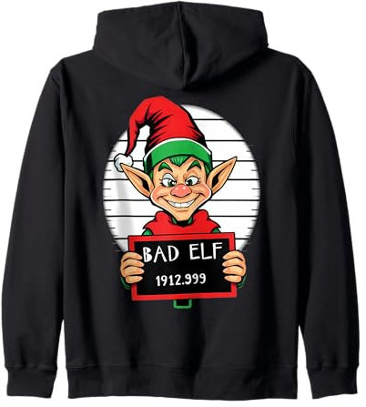 Bad Elf Mug photo drôle Elfes de Noël blague Sweat à Capuche