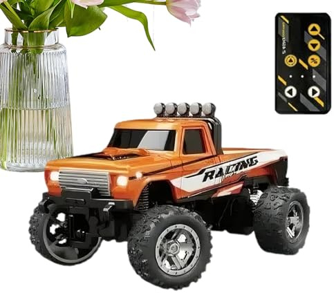 Juguete de camión teledirigido, camión teledirigido para, rastreador Todoterreno | Recargable para Interior de Coche, Juguete eléctrico de 2,4 GHz con Luces, Escala 1:64 para niñas