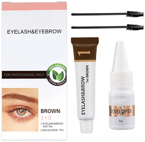 Eyebrow Tint Kit, Brow And Lash Tint, Black Brown Eyebrow Dye And Eyelash Tint, Fast & Easy Brow Dye Starter Kit, Formula Brow Tint For Plump Thick Lash, Waterproof Long Lasting Volume Lash Tint