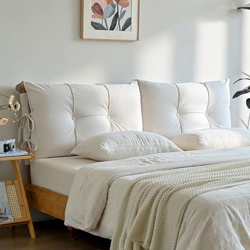 Cuscino per testata del letto matrimoniale singolo, cuscini per lettura in cashmere, lavabile anticollisione imbottito copri testiera letto in legno/ferro, Supporto per schienale(180x55x12cm,Beige)