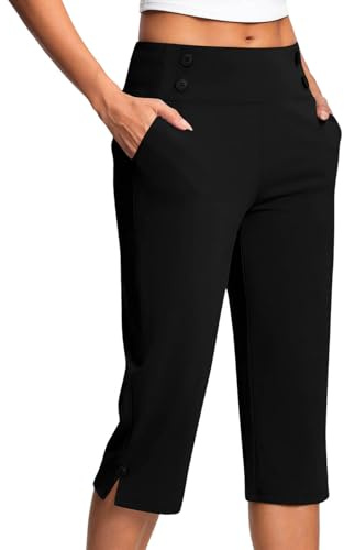 RLEHJN Pantacourt Femme Été Leger Pantalon 3/4 Femme Taille Élastique Pantalon De Jogging Léger Pour Femmes Corsaire Sport De Couleur Unie Pants Stretch Confort Avec Poche Soldes De Printemps