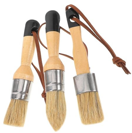 NUOBESTY 5 Series Juego De Pincel De Cera Oscuro Mate Casa Interior Pinceles Muebles Mancha Pintar Equipo Redondo Pincel De Pintores Cepillo De Pintura Conveniente De Madera 3 Piezas X 5