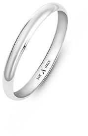 Amberta Fede Nuziale Oro 14K Giallo Bianco per Donna Uomo | Anello Donna Oro 14K Vero Solido per Lui e Lei Qualita' Premium Italiano: Bianco 2 mm Misura 9