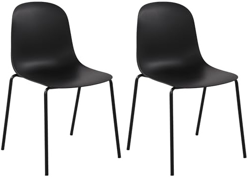 CLP Set di 2 Sedie Hardin, impilabili e resistenti alle intemperie, ideale per balcone, terrazza e sala da pranzo, Colore:nero