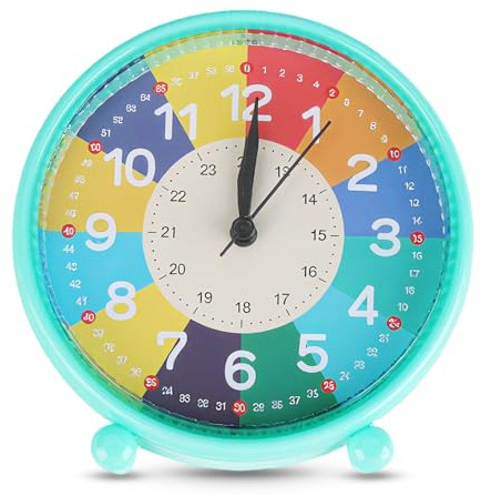 Reloj Despertador Infantil Analógico, No Tictac Niños Sin Tictac Silencioso Despertador Educativo con luz Nocturna Digital Analógico Para Niñas y Niños el Regreso a la Escuela (Pilas No Incluidas)