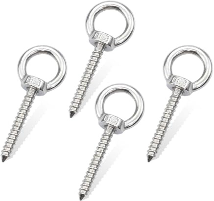 4 stycken M8-ringskruvar, 304 rostfritt stål öljettskruvar M8 x 80 mm, rostfria öljettskruvar för fastsättning och upphängning, perfekt för markiser, hängfåtöljer, gungstolar och blomamplar