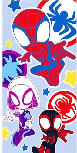 BrandMac Spidey Beach & Bath Towel 70x140 cm, 100% Cotton | Soft & Absorbent Kids Bath & Swim Towel | Marvel Spiderman Design Colorful Towel | Ideal for Beach Bath & Pool