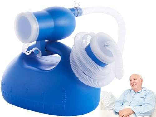 Urin för män med fluorescerande lock, urinflaska för män och kvinnor, bärbar urinal för män, urinal, tjock plast sängburk, urinflaska med skruvlock, 2 L