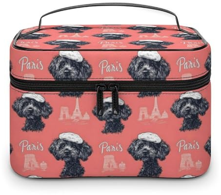 Grande borsa da viaggio in pelle, organizer da viaggio con stampa Torre Eiffel, trousse per cosmetici da donna, per la cura della pelle delle unghie, organizer per trucchi con scomparti per pennelli e