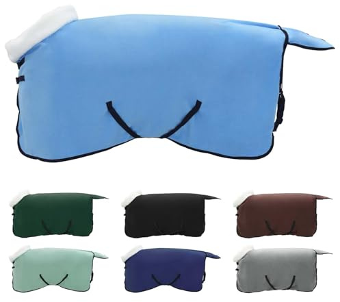 Generico Coperta per Cavalli Aqua Completo 75 cm Felpa in Pile