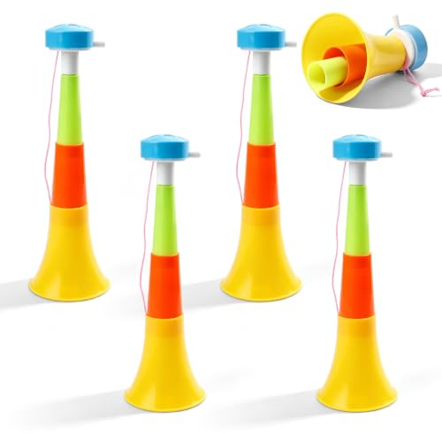 WARMWOO Vuvuzela Stadium Horn - Tromba da calcio in 3 parti, allungabile, trombetta da calcio in plastica, trombette da lanciare per feste sportive, tornei di calcio, pallacanestro, 6 pezzi