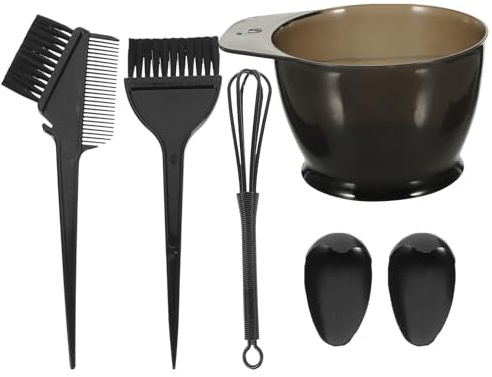 CLISPEED Set per Tintura Chioma 5 Pezzi in Plastica Riutilizzabile e Lavabile Ciotola, Pennello e Pettine per Salone Professionale e Uso Domestico
