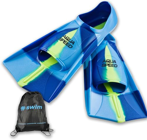 Aqua Speed Fusion Aletas largas de natación para Adultos y niños + ULTRAPOWER #Swim | Aletas de Buceo | azul/mix/82 | Tamaño: 33/34