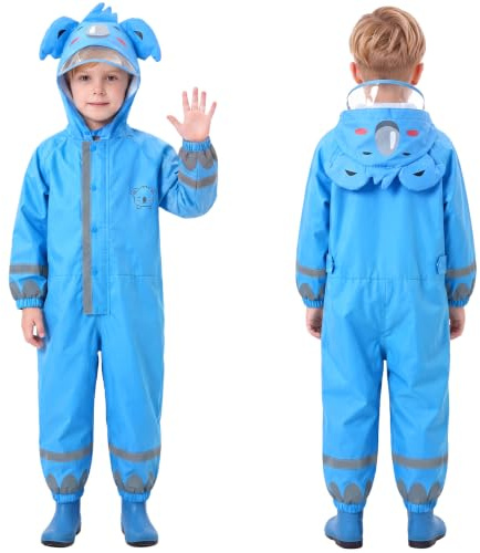 JinBei Imperméable Enfant Garçon Bleu Koala Modèle Avec Capuche Velo Complet Animal Combinaison Sport Manteaux Protection Poncho Pantalon Respirant Randonnée Pluie 3-5 Ans