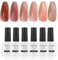Vnicesli UV Nagellack Rosa Nudefarben Braun Gel Set, 6 Farben Gel Nagellack Natur für Gelnägel DIY Nail Art Kit für Modetrends Nagelstudio DIY Home