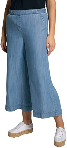 Ulla Popken Culotte Lyocell Aspect Jean, Taille Confortable, Forme Marlene - Pantalon décontracté - Occident - Femme