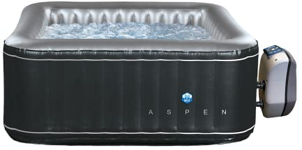 NETSPA - Spa Gonflable Aspen SP-ASP130E - 4 Places - 700L - Dimension 168X70Cm - Exterieur PVC Laminé Similicuir - Buses Massage 360° - Blower 650W -Liner Intérieur Perle