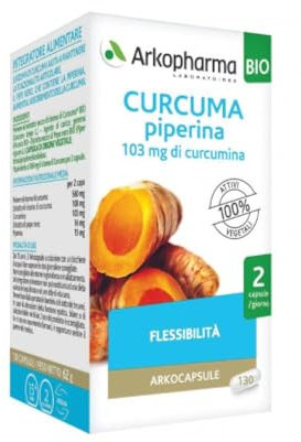 Arkopharma Arkocapsule - Curcuma + Piperina Bio Integratore, 130 Capsule