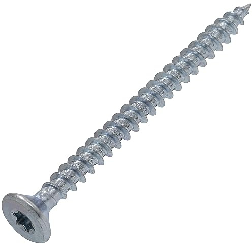 Aerzetix – C68243 set med 100 självgängande träskruvar, Ø 5 x 60 mm med stjärnprägling TX – av galvaniserat stål