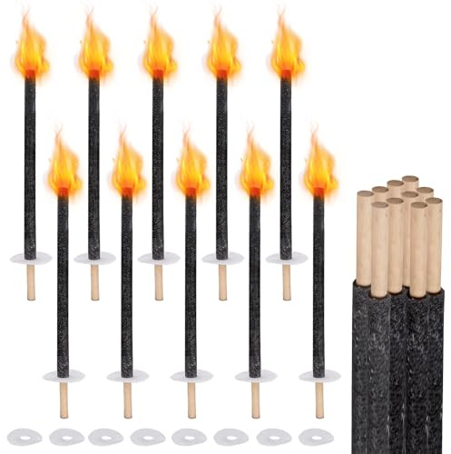 Jopassy 25 Stück Fackeln für draußen, 45 min Brenndauer 42cm wachsfackeln, Gartenfackeln, Fackeln für fackelwanderung& Party & Garten & Lagerfeuer, neujahr, weihnachten, martinstag
