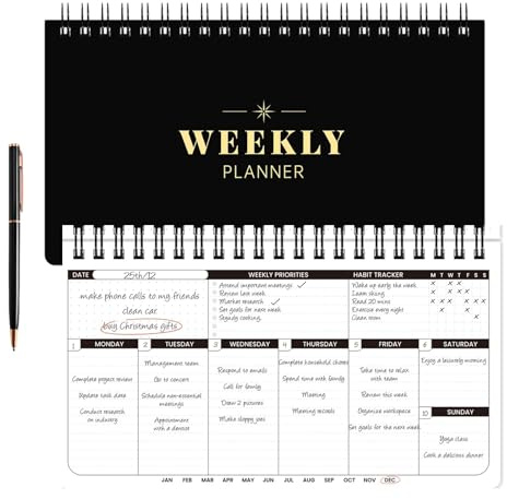 Weekly Planner - Undated Planner for Whole Year, Weekly To Do List, Planner Daily Weekly and Monthly, Goals Scheduled Planner with Habit Tracker, 55 Weeks, 6.3''x11.2''