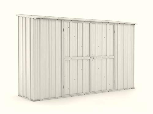 Notek Box in Acciaio Zincato Casetta da Giardino in Lamiera 3.07 x 1.00 m x h1.92 m - 67 kg – 3,07 Metri Quadri – Bianco