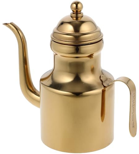 Homoyoyo Dispenser per olio d'oliva, in acciaio inox, a bocca lunga, in acciaio inox, per versare olio, 510 ml