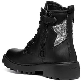 Geox Girl's J Casey G Ankle Boots, Black Dk Silver, 7 UK