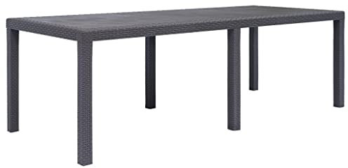 AUVYI Mesa de jardín marrón 220 x 90 x 72 cm de plástico con aspecto de ratán, mesa de cocina, mesa de cerveza, mesa multifunción, mesa de camping, mesa de buffet, mesa auxiliar, mesa pequeña, mesa de