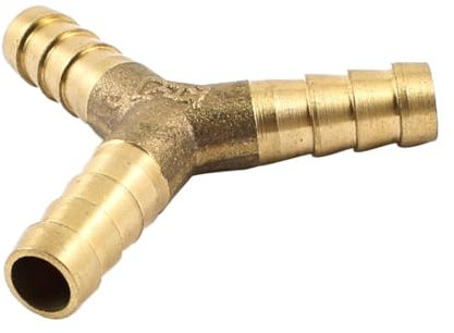 TOP-VIGOR 8mm Brass Barb Splicer Fitting, 3 Ways Y-Shaped Fuel Hose Barbed Connector, Garden Tube Barbed Splitter Fitting for Water Fuel Gas Air Oil