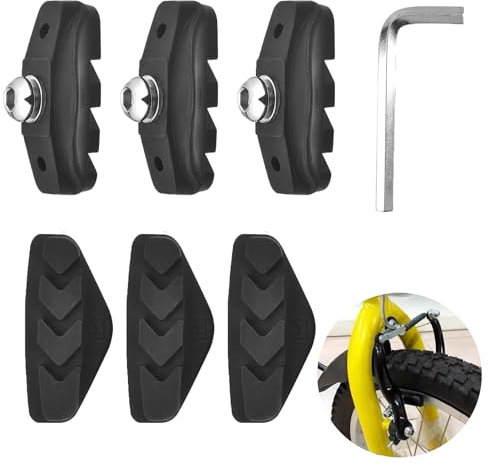 3 Pairs V Brake Pads, Premium Bike Brake Pads included 1 hexagonal spanner Brake Pads for Bicycle Universal Bike Brakes for Enhanced Safety for Road Bikes Mountain Bikes