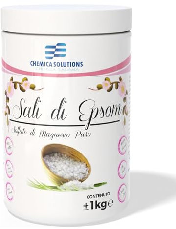 Sali di Epsom 1KG, Solfato di Magnesio Puro per Aromaterapia, Bagno Rilassante, 100% Naturale