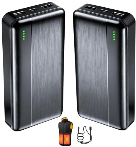 Ahigh 10 000 mAh batteripaket [2 st], 5 V powerbank för uppvärmd väst jacka kappa byxor och uppvärmningsunderkläder, uppvärmda kläder utbytes batteripaket