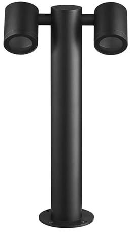maolo Lampada da Giardino a 2 Luci GU10 – Paletto Esterno IP44 in Alluminio, Design Moderno, Altezza 45cm, Resistente ad Acqua e Polvere, per Vialetti, Terrazze, Giardini (Nero)