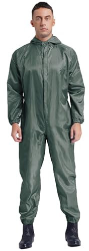 Riismen Traje De Protección Para Hombres Mono De Trabajo Con Mangas Largas Y Capucha Antiestático Ropa Trabajo Uniforme Laboral Unicolor Overol Protección Gris 4XL