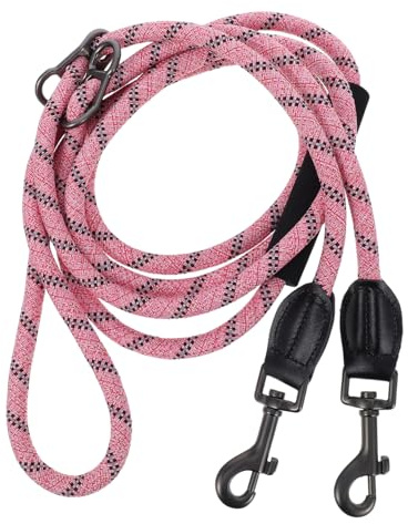 BESTonZON Laisse pour Chien avec Boucles à Double Extrémité Corde De Traction Réglable Bandoulière pour Jogging Et Marche