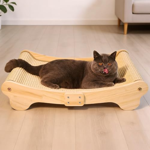 DONWEI Griffoir pour Chat Sisal, Grattoir Chat Lit Design Incurvé à 160°