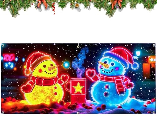 Copertura per porta del garage di Natale, impermeabile, illuminazione a LED, grande decorazione festiva per le feste, tela decorativa per garage in inverno e Natale, per casa, giardino, parete portico