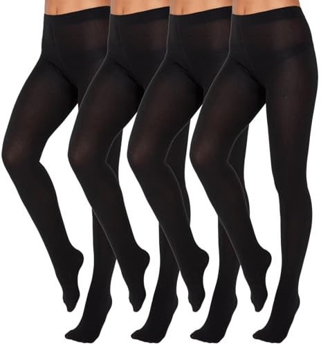 LXEASYGO 4 Pairs 70 Denier Black Tights for Women Soft Stretch Opaque Tights Run Resistant Control Top Ladies Pantyhose (UK, Alpha, S, M, Regular, Regular)